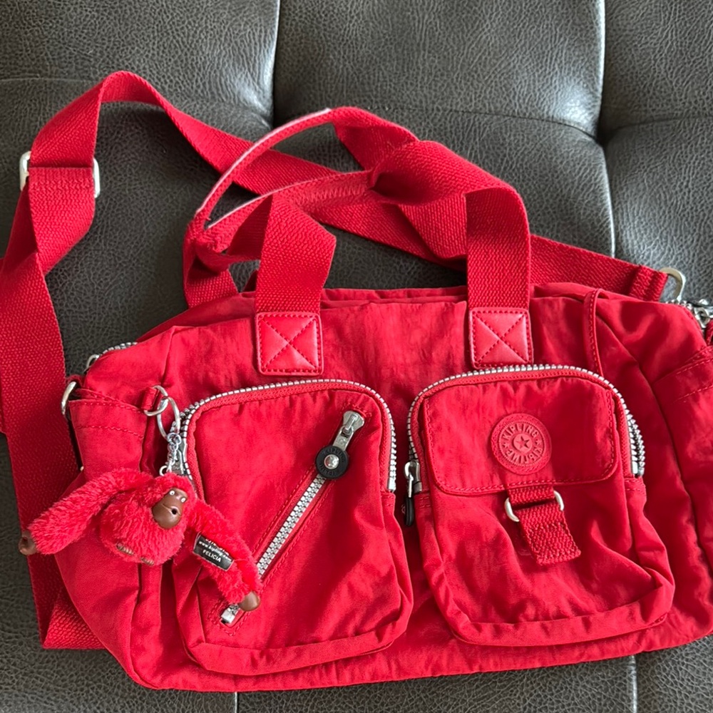 Kipling Red Medium Crossbody Duffle